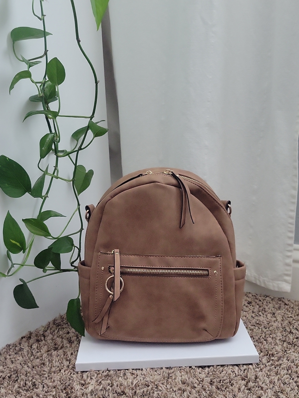 Compact Brown Women’s Backpack Purse - Versatile Everyday Bag